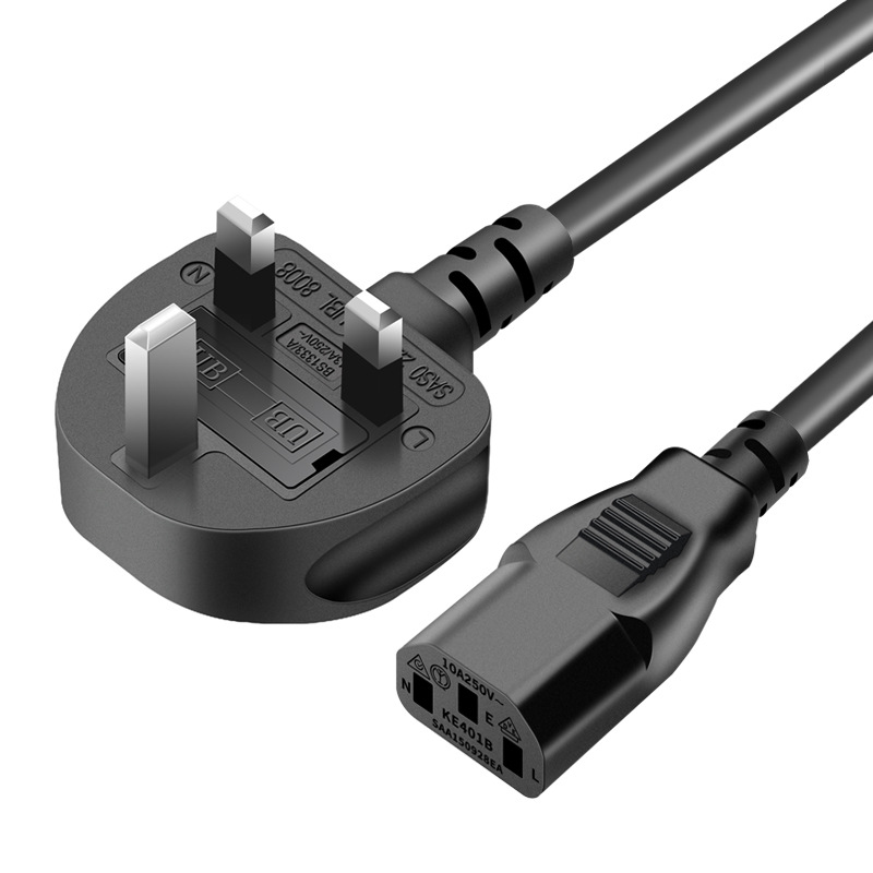 BS1363 plug to IEC C13 power cord