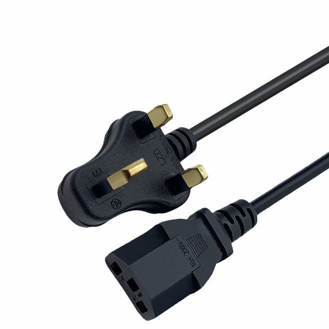 BS546 5A plug to IEC C13 power cord