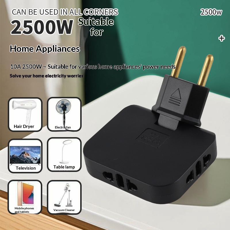 AJ-Z326  EU 2-pin Adapter, 1 to 3 Outlets