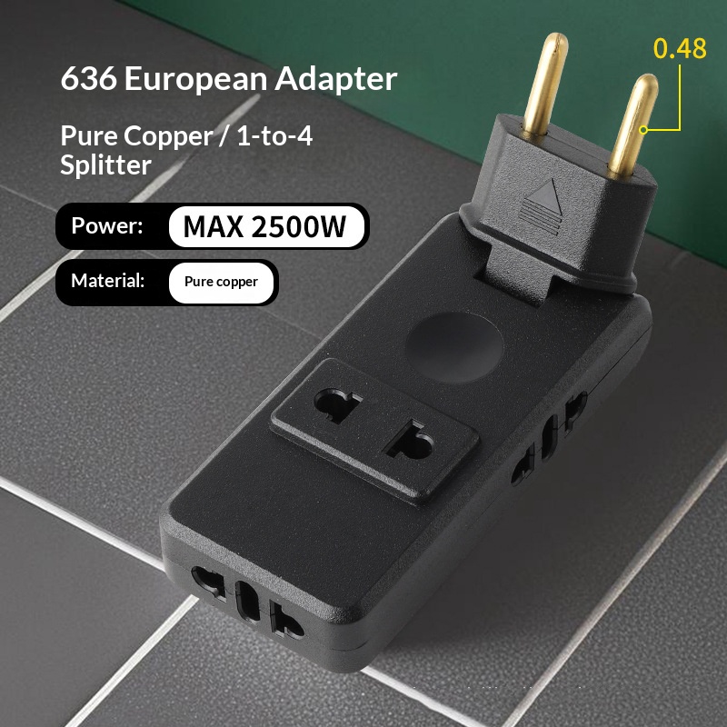 AJ-Z636  EU 2-Pin Plug Converter, 1 to 4 Outlets